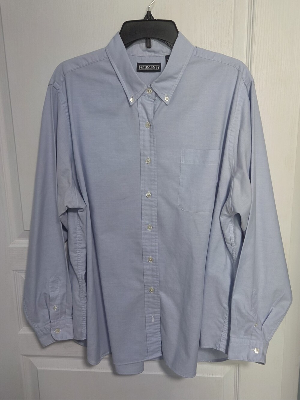 Lands' End Oxford Shirt Classic Chambrey Blue Womens Plus 22